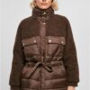 Women's Sherpa Mix Puffer Jacket Brown