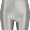 Women's Shiny Metallic High-Waisted Cycling Shorts - Dark Silver