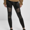 Women's Shiny Tech Mesh Leggings - Black