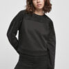 Women's Short Oversized Lace Insert Crew Black