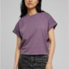 Women's Short Pigment Dye Cut On Sleeves T-Shirt Grey Purple