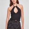 Women's Short Wrap Neck Warmer Top Black