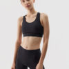 Women's Sports Bra with Low Support Made of 4F Recycled Materials - Black