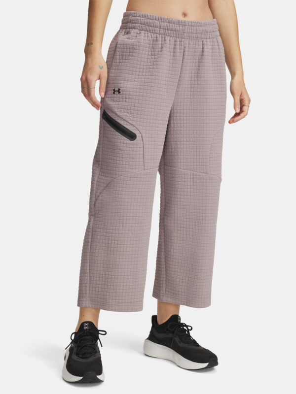 Women's Sports Pants Under Armour Unstoppable Flc Grid Crop-GRY - Women's