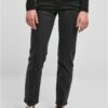 Women's Straight Denim Pants with Low Waist - Black