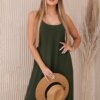 Women's Strappy Maxi Dress - Khaki