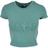 Women's Stretch Cropped Tee Jersey with Pale Leaf