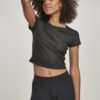 Women's Stretch Pattern Cropped Tee Black Snake