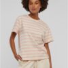 Women's Striped Box T-Shirt Cream/Pink
