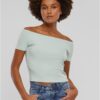Women's T-Shirt Organic Off Shoulder Rib - mint