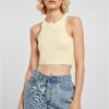 Women's T-shirt Cropped Rib Top soft yellow