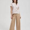 Women's T-shirt MOODO with pattern - beige