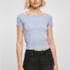 Women's T-shirt Off Shoulder Rib violablue