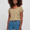 Women's T-shirt in khaki color with button fastening
