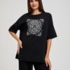 Women's T-shirt with Mandala print MOODO - black