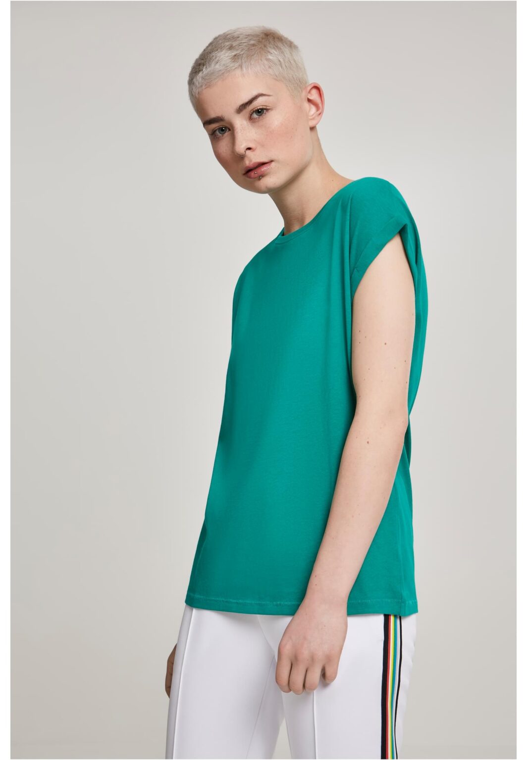 Women's T-shirt with an extended shoulder