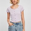 Women's T-shirt with button fastening in lilac