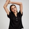 Women's T-shirt with buttons MOODO - black