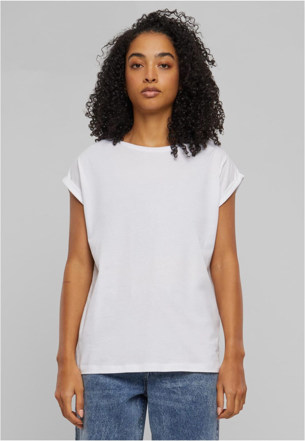 Women's T-shirt with extended shoulder 2-Pack white+blue-purple