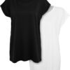 Women's T-shirt with extended shoulder 2-pack black/white