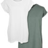 Women's T-shirt with extended shoulder 2-pack white+pale