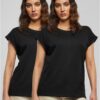 Women's T-shirt with extended shoulder 2 pcs black+black