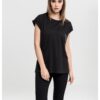Women's T-shirt with extended shoulder black
