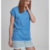 Women's T-shirt with extended shoulder horizontal blue