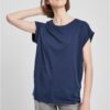 Women's T-shirt with extended shoulder navy blue