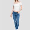 Women's T-shirt with free shoulder white
