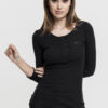 Women's T-shirt with long ribs and pockets black
