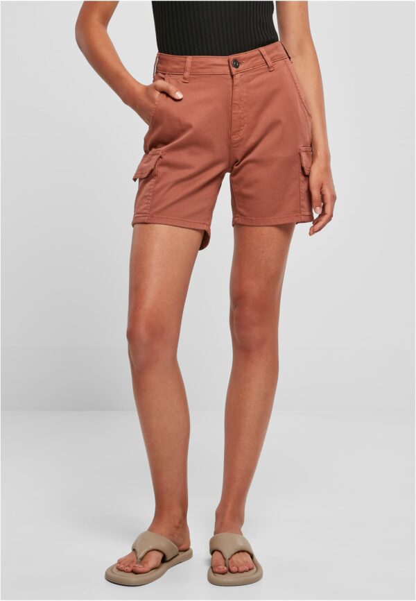 Women's Terracotta Cargo Shorts with High Waist