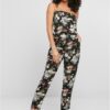 Women's Viscose Bandeau Jumpsuit Black Tropical