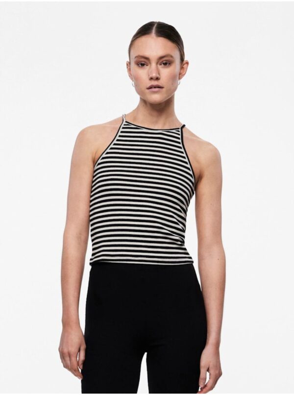 Women's White and Black Striped Tank Top Pieces Costina - Women