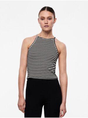 Women's White and Black Striped Tank Top Pieces Costina - Women
