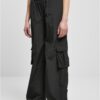 Women's Wide Crinkle Nylon Cargo Pants Black