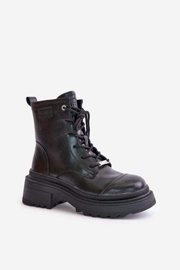 Women's Workers Ankle Boots Insulated From Goe Natural Leather Black