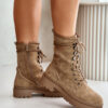 Women's Workers Ankle Boots With Zip Made Of Eco Suede Dark Beige Savalann