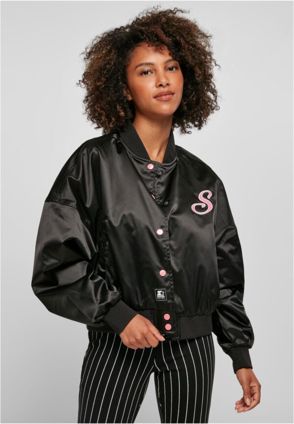 Women's beginner's satin College Jacket black