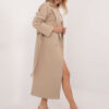 Women's beige double-breasted coat with belt