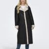 Women's black faux leather coat ONLY Viva - Women
