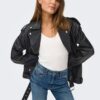 Women's black faux leather jacket ONLY Vera - Women