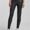 Women's black high-waisted synthetic leather leggings