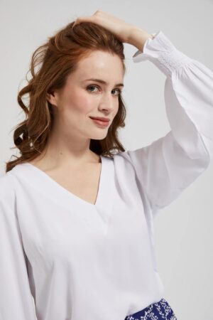Women's blouse with lace on the back MOODO - white Women's blouse with lace on the back MOODO - white