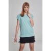 Women's blue T-shirt with extended shoulder
