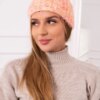 Women's cap Cina K259 ecru + raspberry