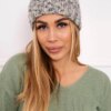 Women's cap Eliza K205 gray + purple + ecru