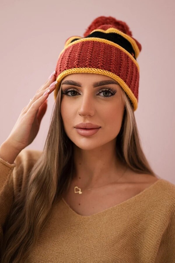 Women's cap Kinga K297 foxy + mustard + black