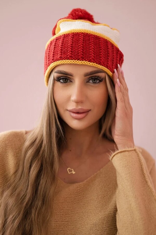Women's cap Kinga K297 foxy + mustard + ecru
