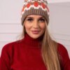 Women's cap Laila K283 dark beige+ecru